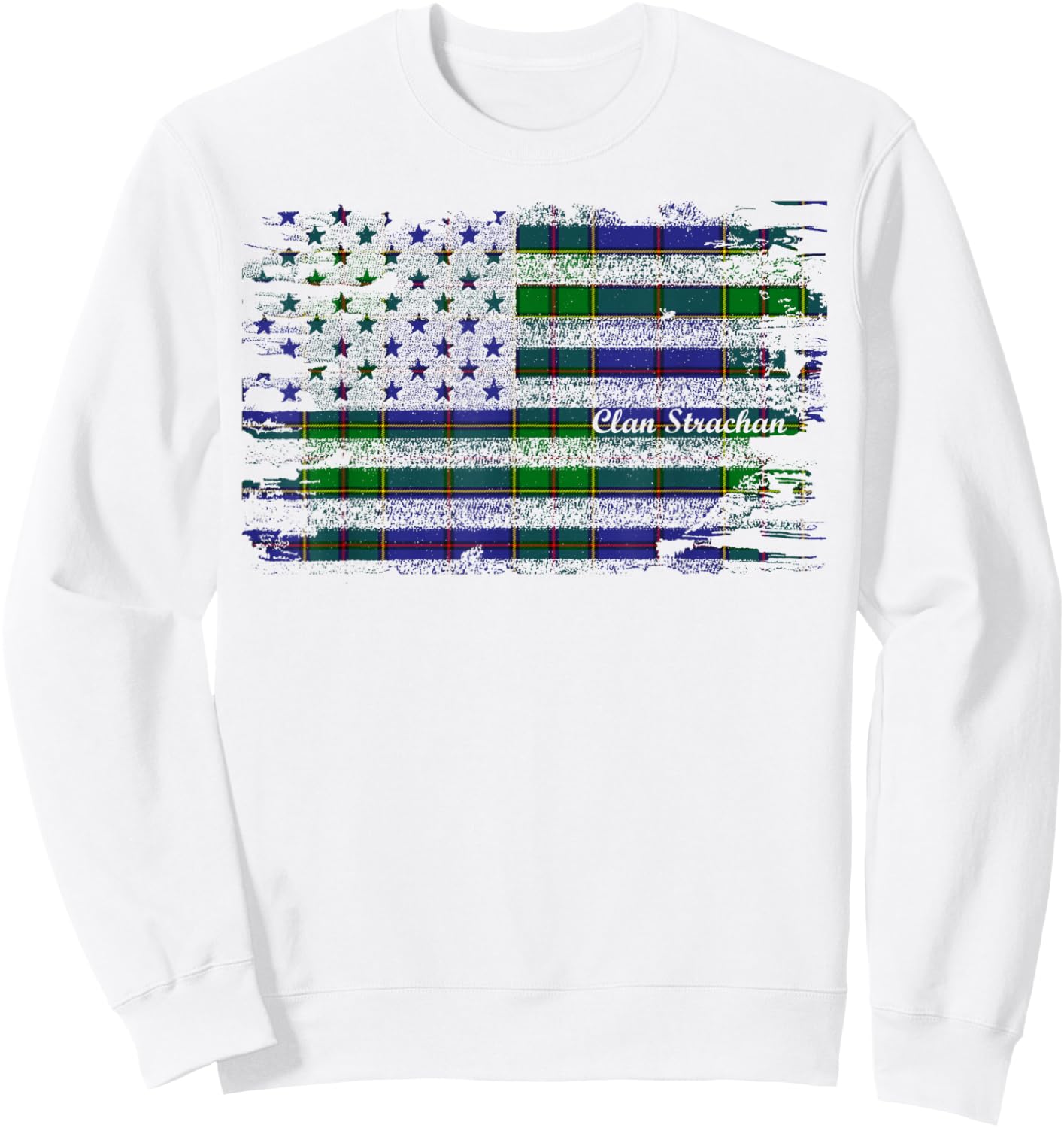 Strachan surname american flag scottish clan tartan Women Kids Men Sweatshirt - Sweatshirt | White