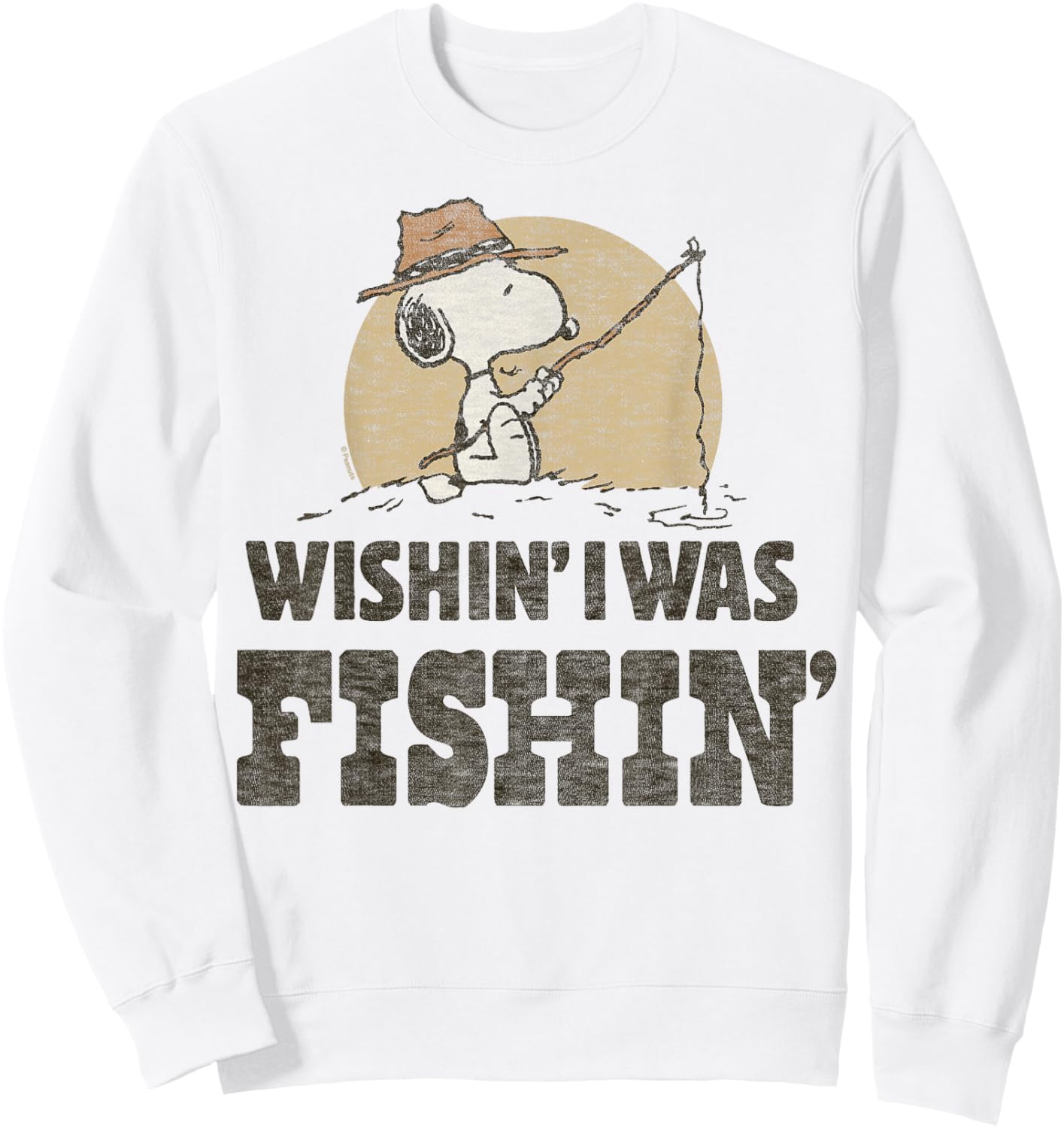 Peanuts Snoopy Wishin' I Was Fishin' Sweatshirt - Sweatshirt | White