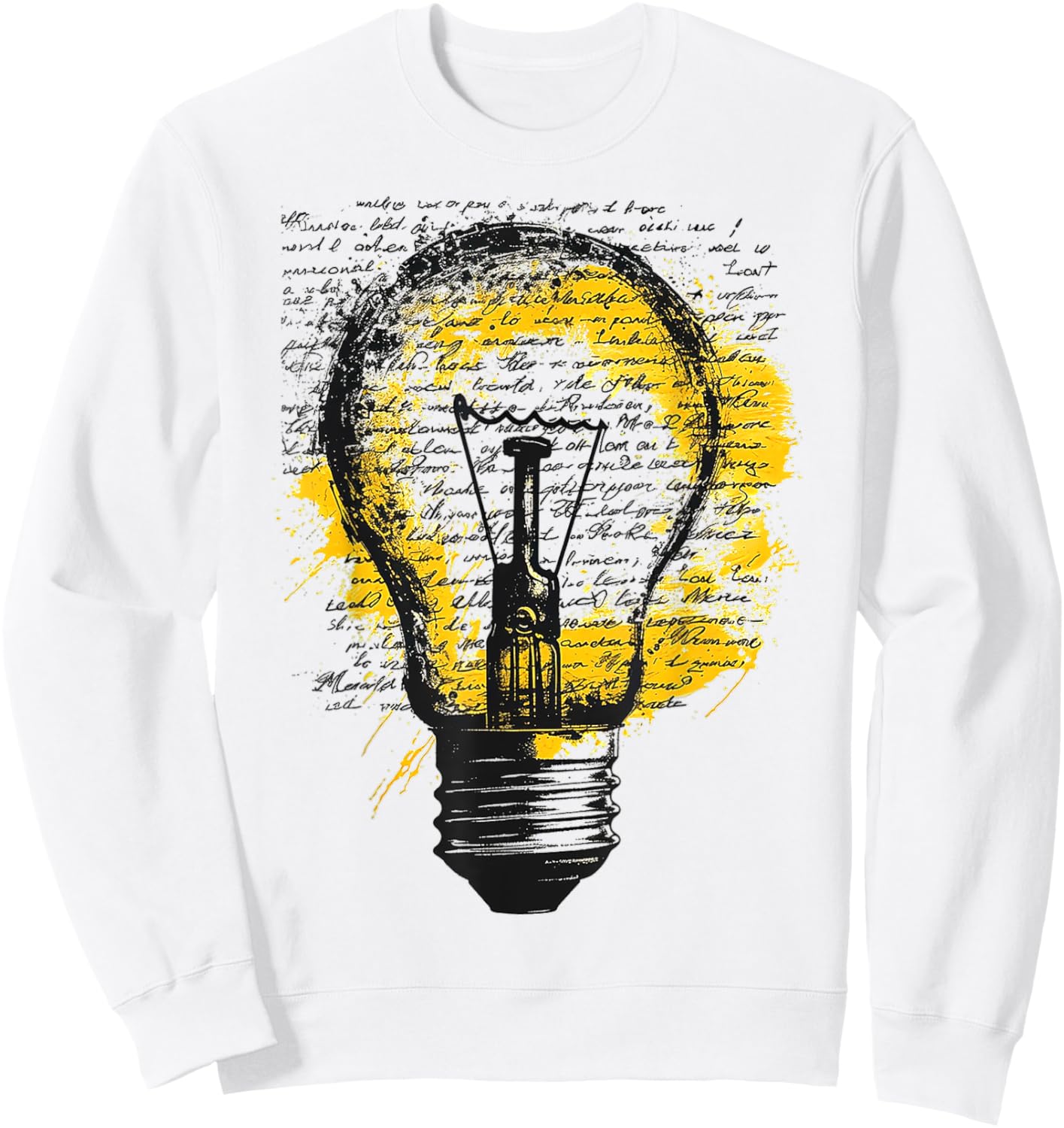 Light Bulb Text Painting Abstract Art Drawing Graphic Sweatshirt - Sweatshirt | White