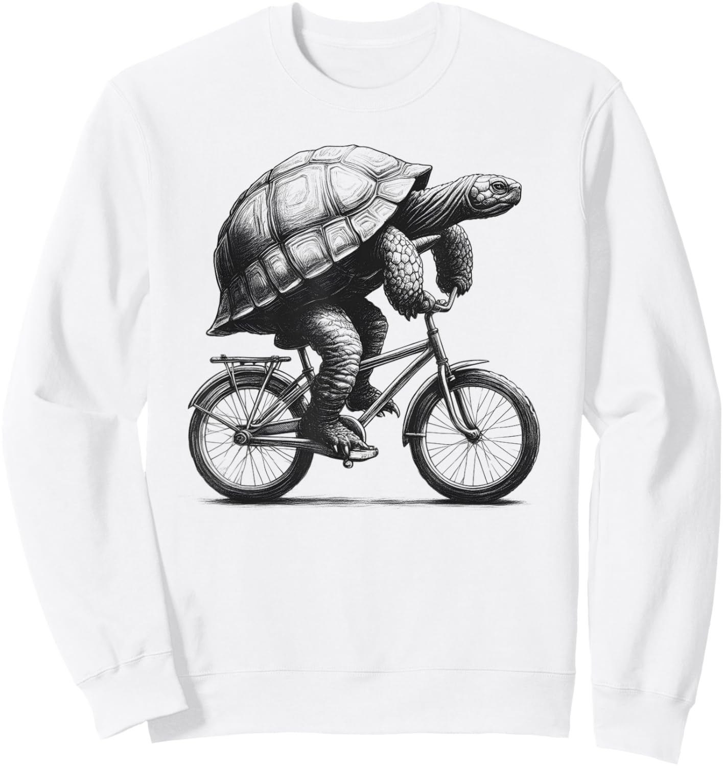 Turtle Riding Bike Biker Cycling Bicycle Vintage Retro Sweatshirt - Sweatshirt | White