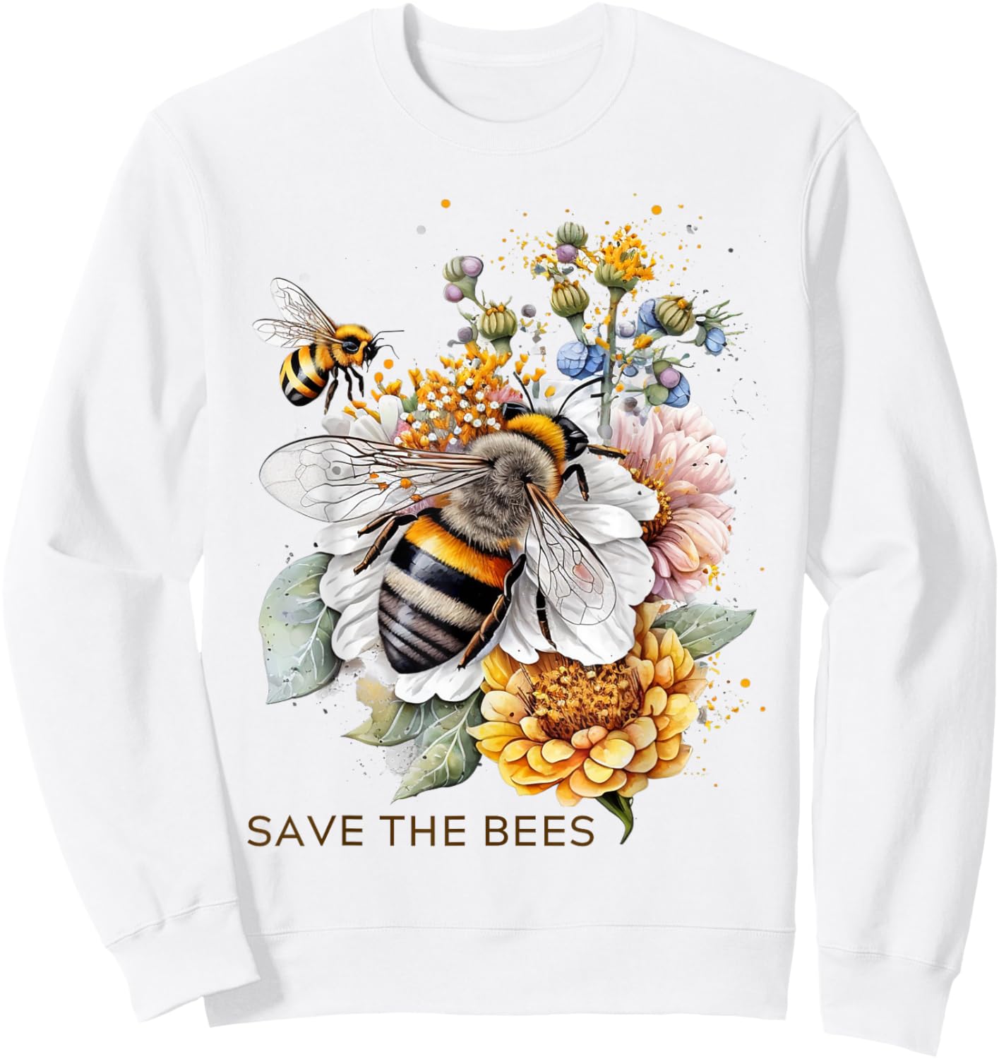 Save The Bees on Flowers Pollinators Love Bees Sweatshirt - Sweatshirt | White