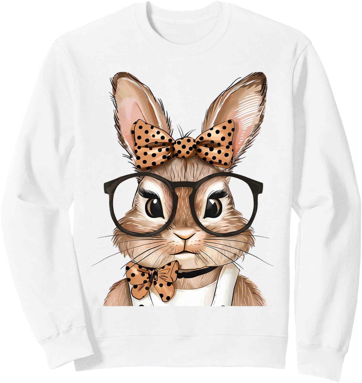 Cute Bunny With Glasses Rabbit Easter Day Women Girls Kids Sweatshirt - Sweatshirt | White