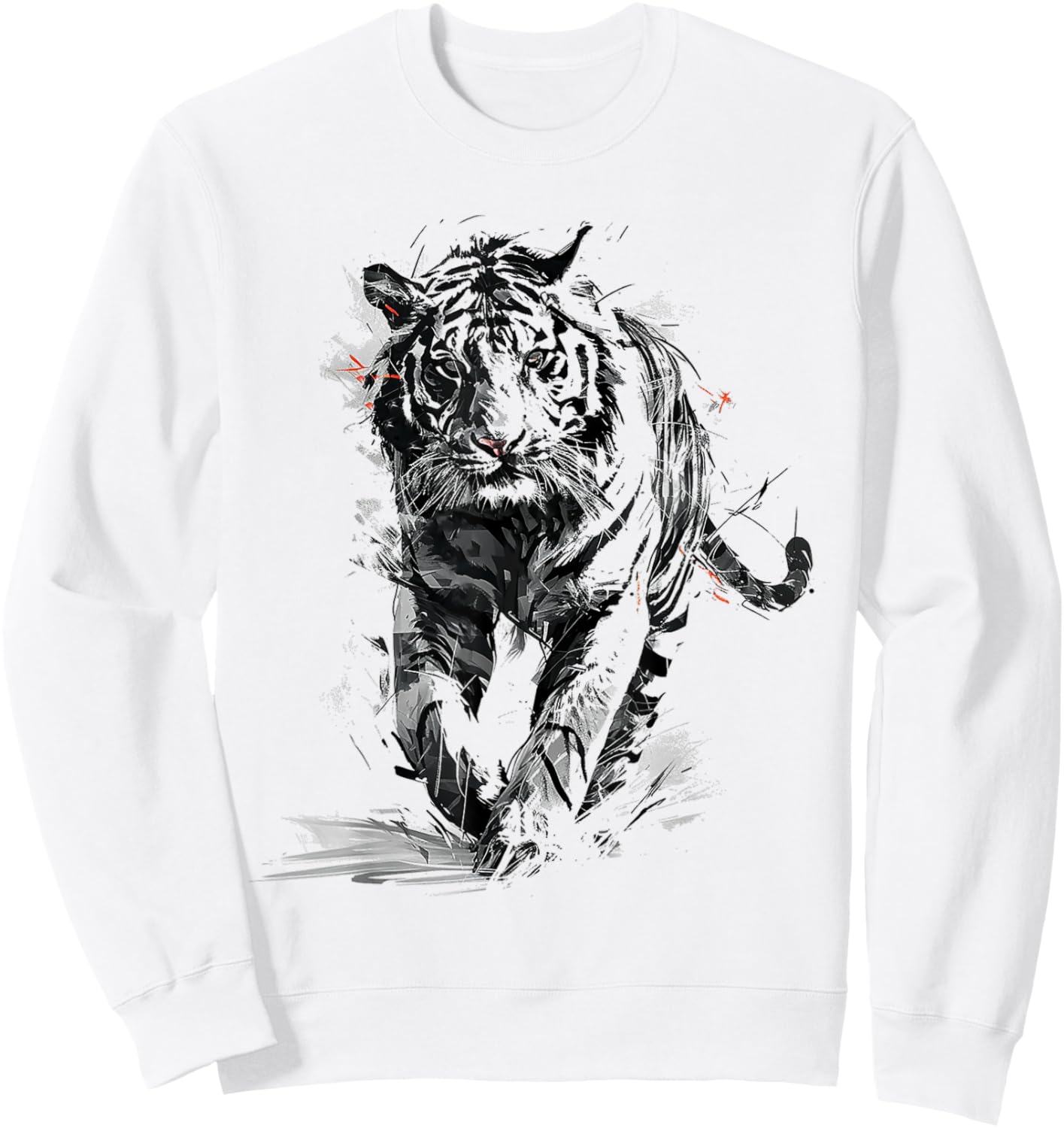 Tiger Animal Print Zoo Drawing Artwork Abstract Tiger Sweatshirt - Sweatshirt | White