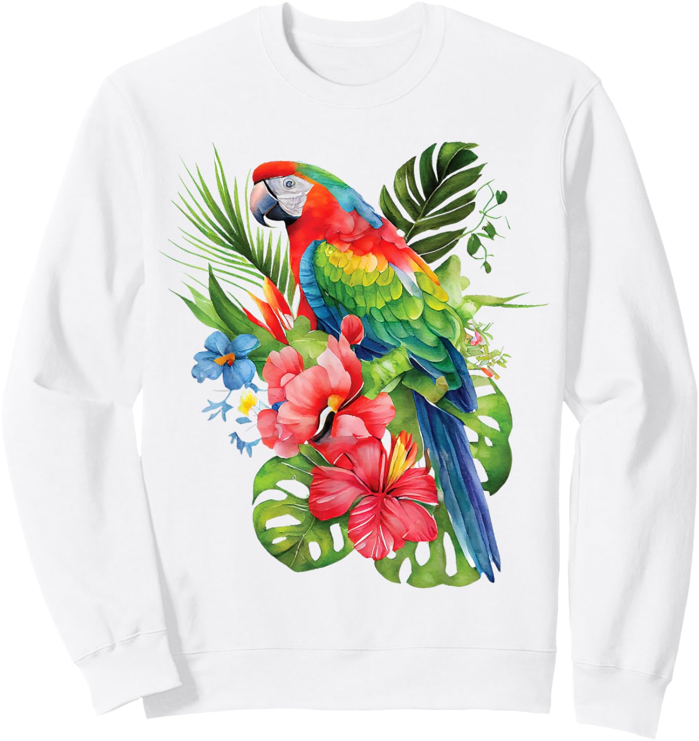Tropical Parrot Exotic Jungle Bird Colorful Shirt Sweatshirt - Sweatshirt | White