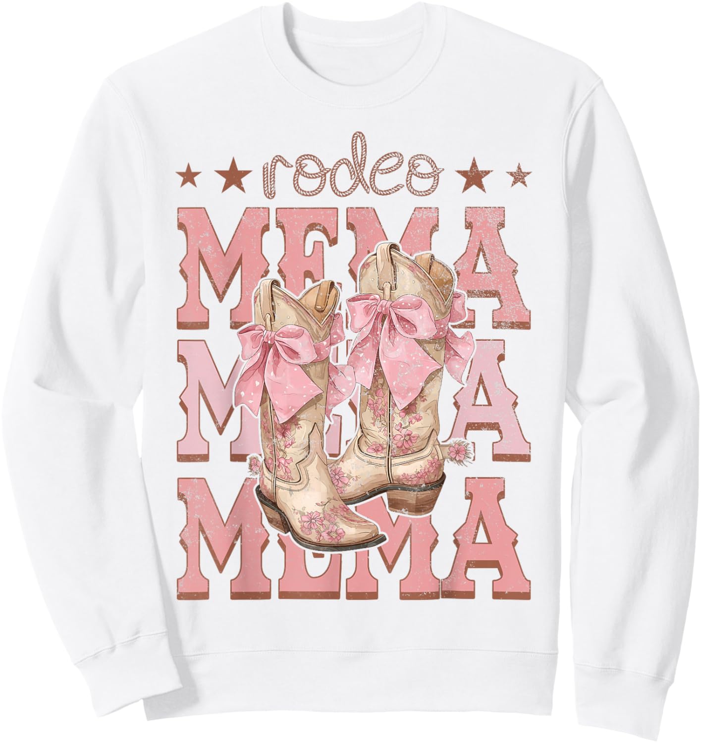 Rodeo Mema Pink Boots Coquette Cow-Girl Birthday Party Sweatshirt - Sweatshirt | White