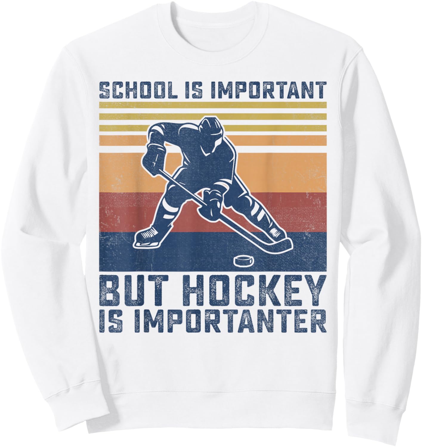Funny School Is Important But Hockey Is Importanter Boys Sweatshirt - Sweatshirt | White