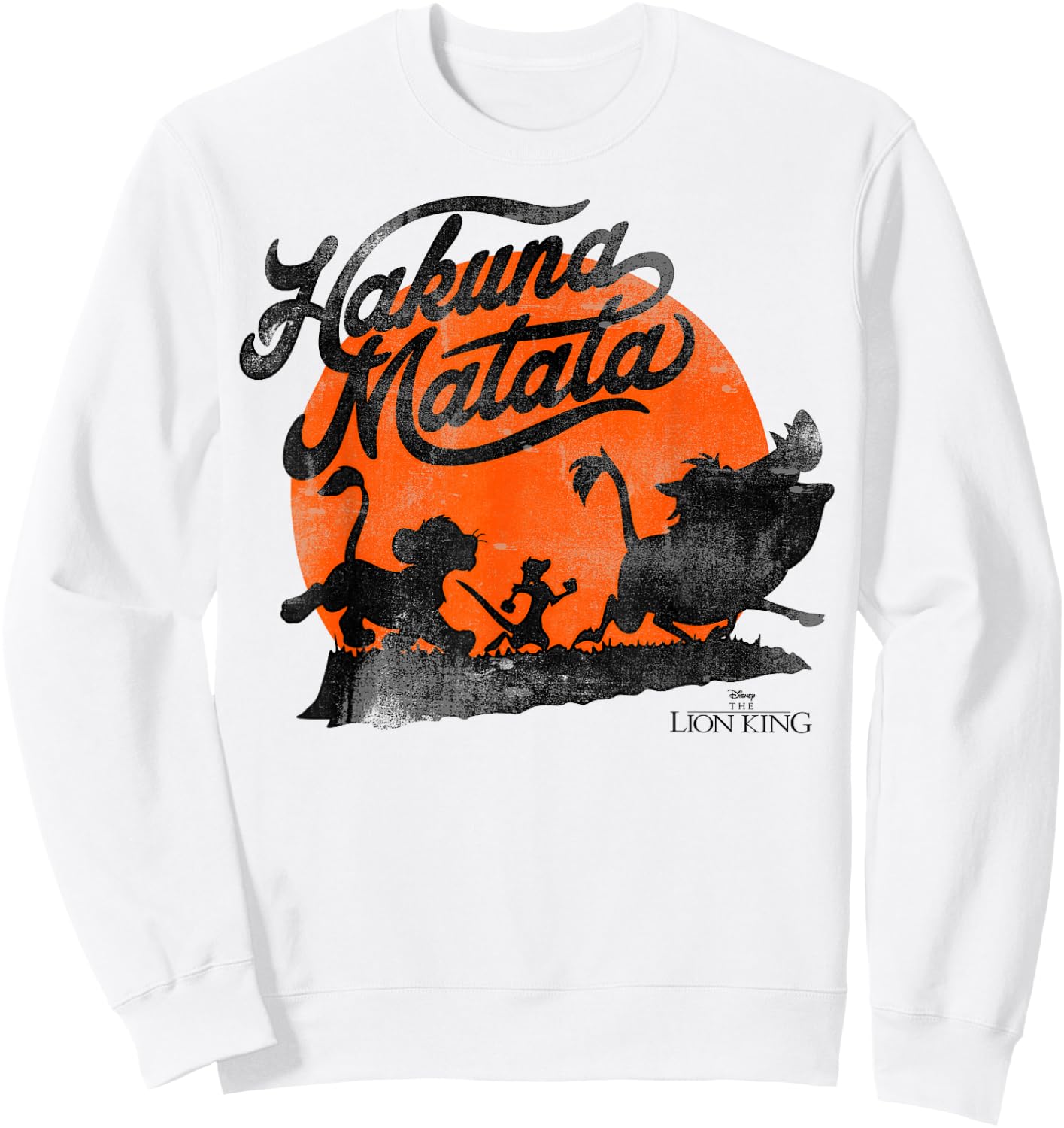 Disney Lion King Hakuna Matata Trio Orange Sunset Silhouette Sweatshirt - Sweatshirt | White