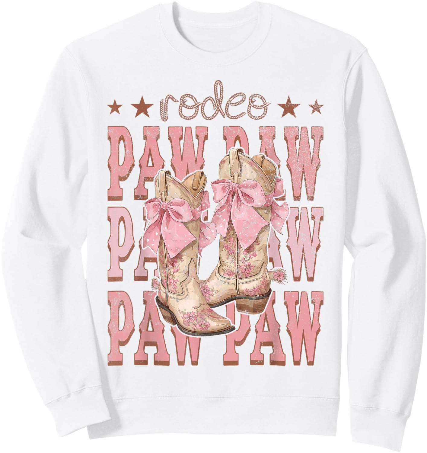 Rodeo Paw Paw Pink Boots Coquette Cow-Girl Birthday Party Sweatshirt - Sweatshirt | White