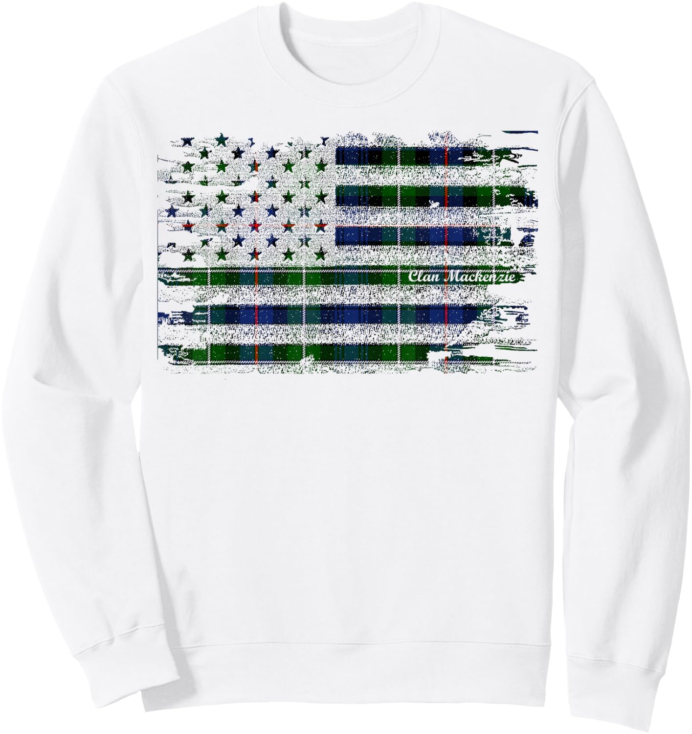 Clan Mackenzie American Flag Scottish Tartan Shirt Sweatshirt - Sweatshirt | White
