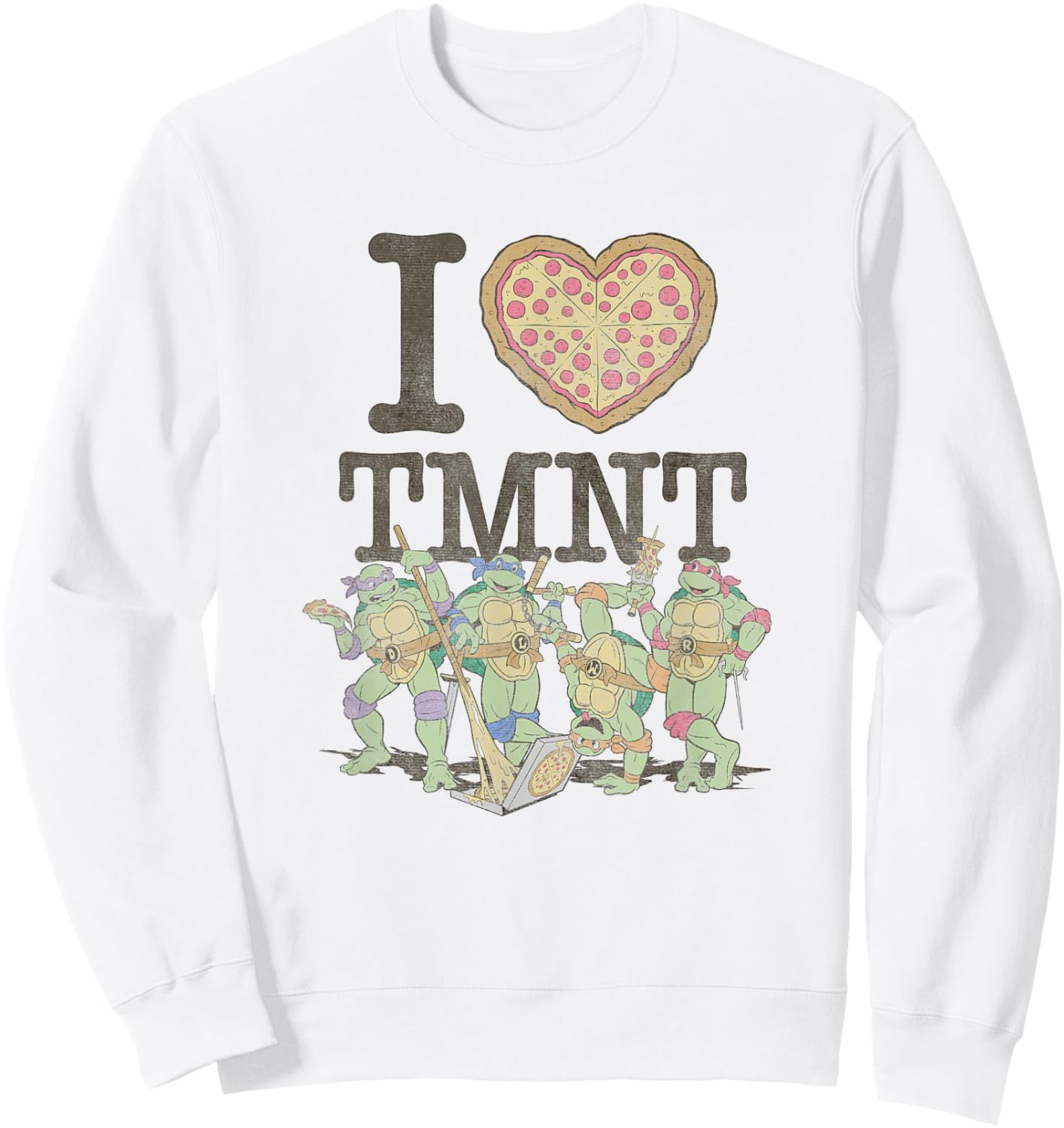 Teenage Mutant Ninja Turtles I Love TMMT Pizza Team Portrait Sweatshirt - Sweatshirt | White