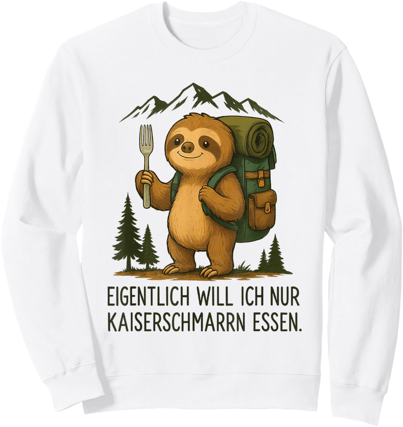Süßes Faultier Kaiserschmarrn Lustiges Bergsteiger Wander Sweatshirt - Sweatshirt | White