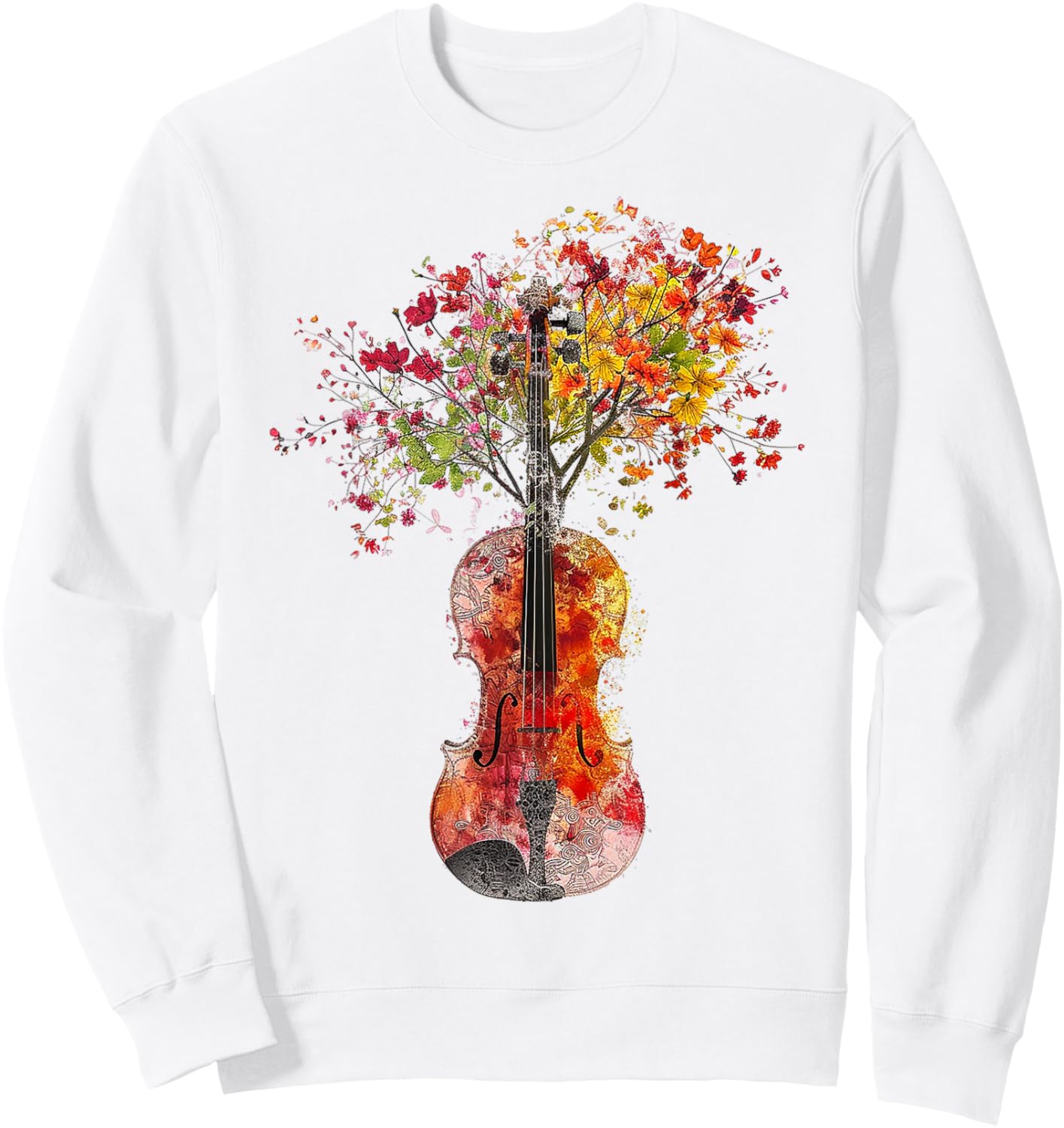 Violin Music Flowers Nature Graphic Violin Sweatshirt - Sweatshirt | White