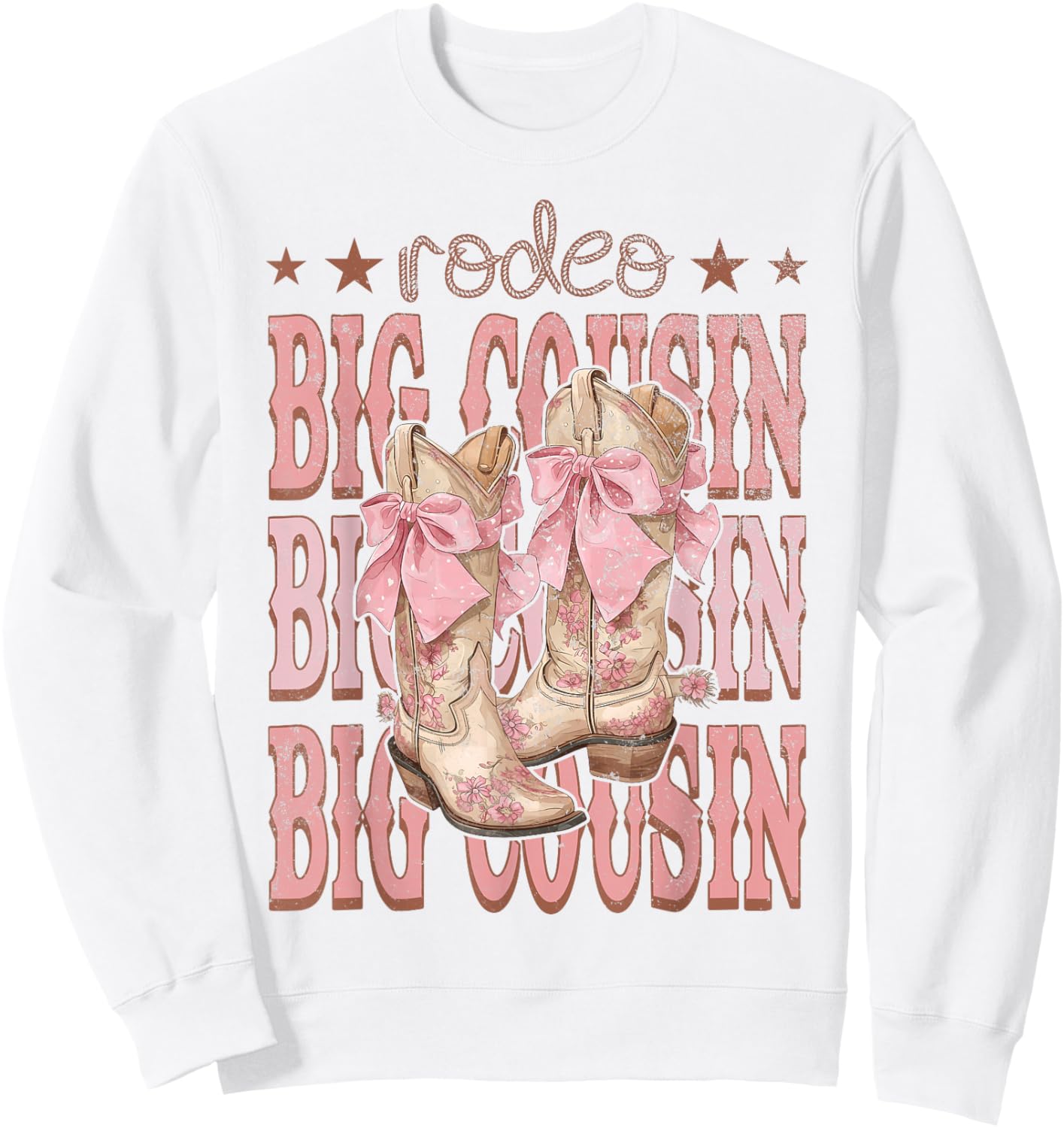 Rodeo Big Cousin Pink Boots Coquette Cow-Girl Birthday Party Sweatshirt - Sweatshirt | White