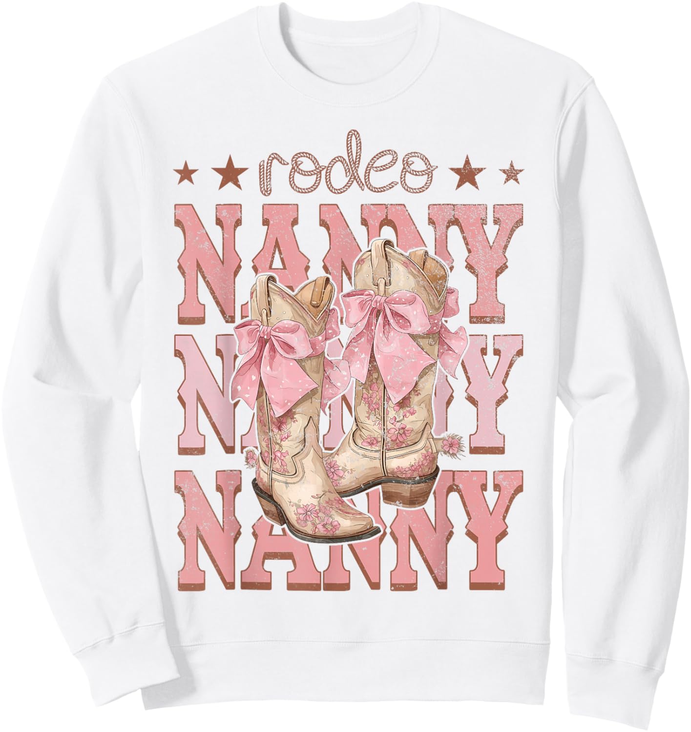 Rodeo Nanny Pink Boots Coquette Cow-Girl Birthday Party Sweatshirt - Sweatshirt | White