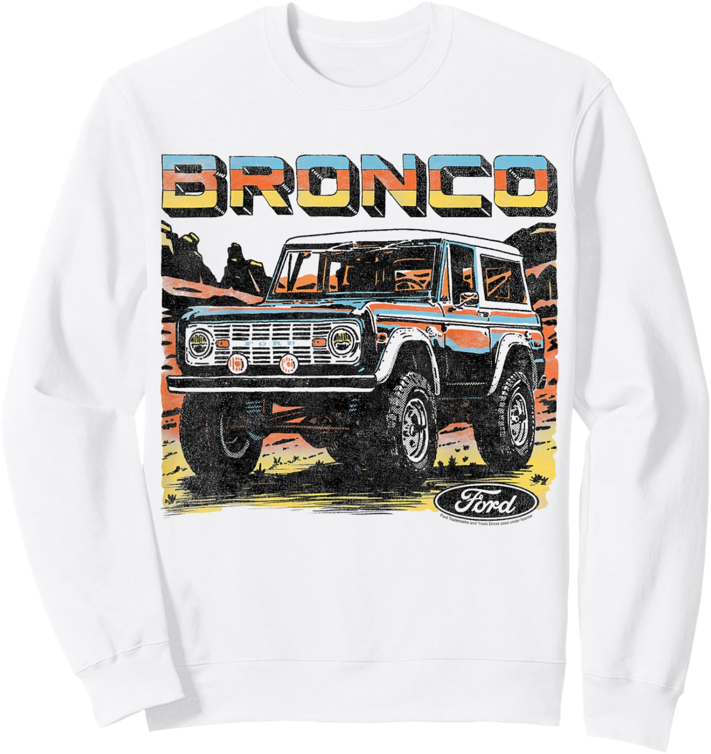 Ford - Bronco SUV Outdoor Desert Mountain Terrain With Logo Sweatshirt - Sweatshirt | White