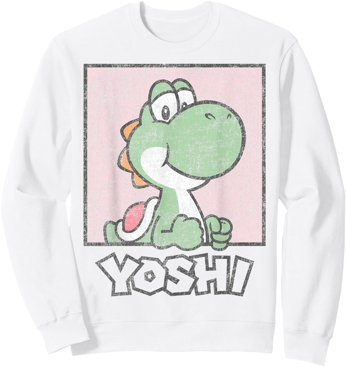 Super Mario Yoshi Simple Faded Pastel Pink Portrait Sweatshirt - Sweatshirt | White