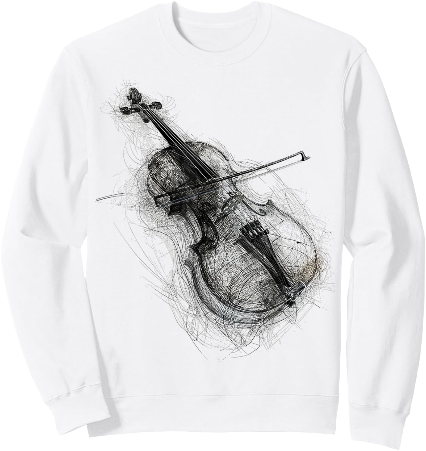 Violin Drawing Art Illustration Abstract Graphic Violin Sweatshirt - Sweatshirt | White