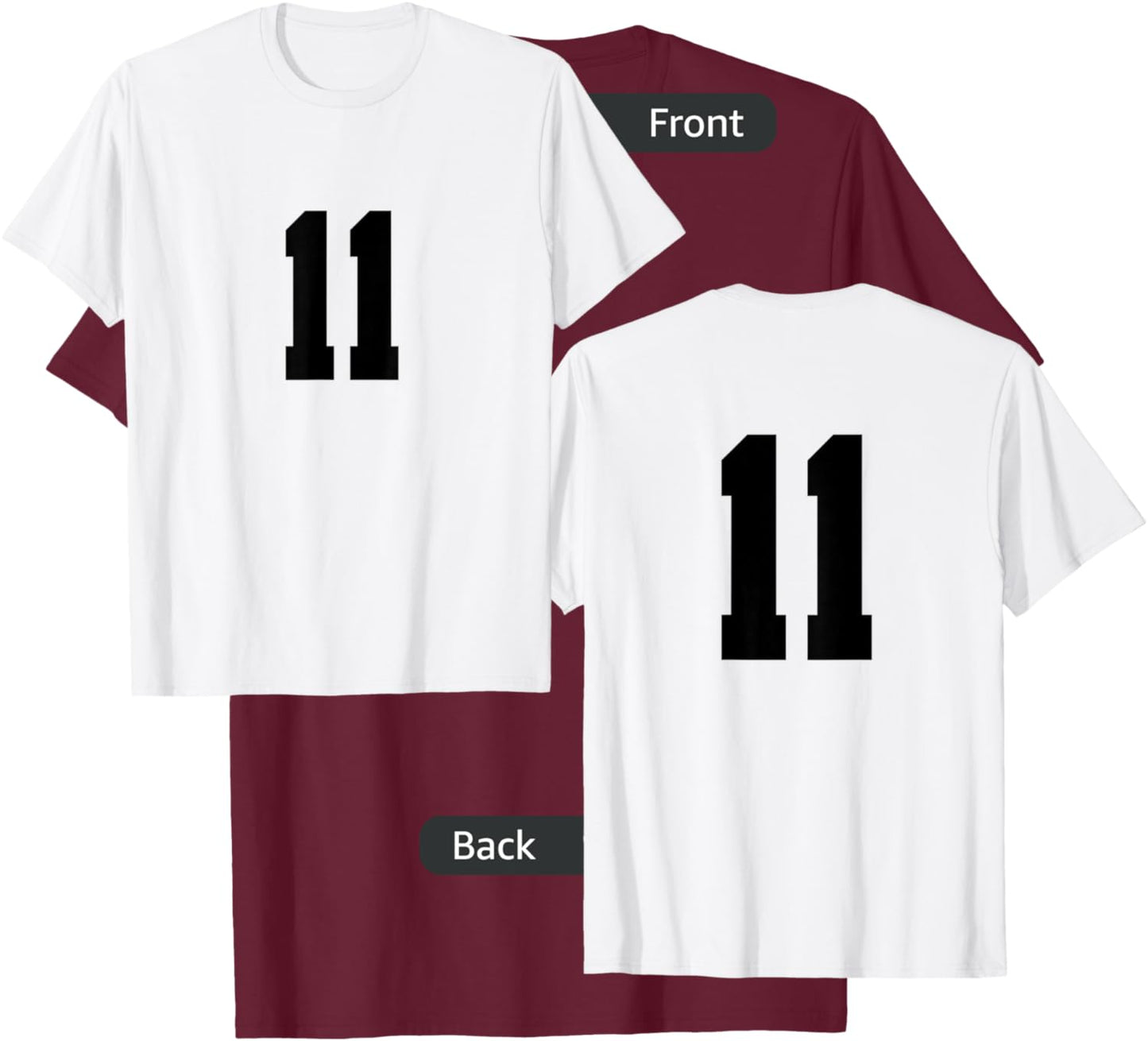 Number 11 ( on Front / Back) Sports Team Jersey Number T-Shirt - T-Shirt | Maroon