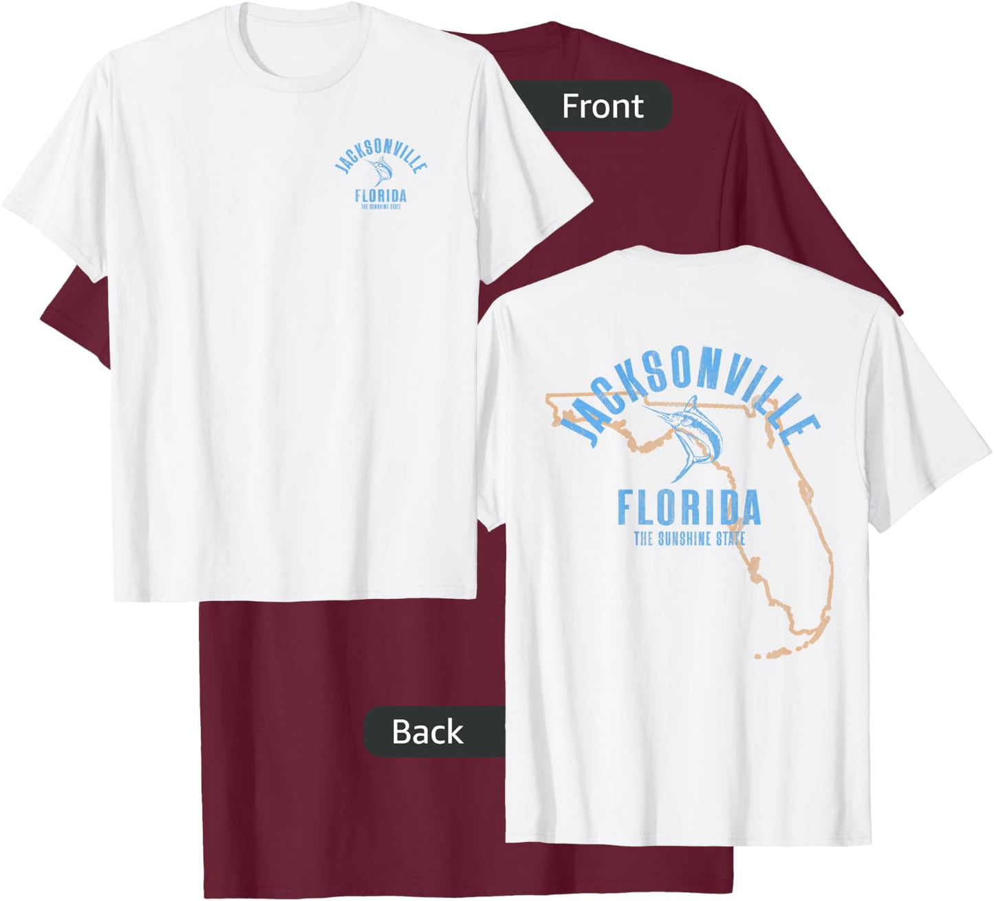 Jacksonville Florida FL Retro Vintage Beach Front & Back Women T-Shirt - T-Shirt | Maroon