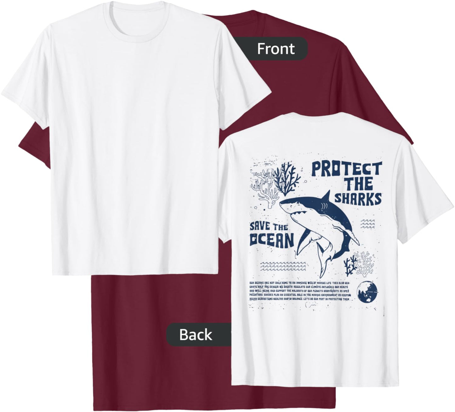 Protect The Local Sharks Scuba Diving Save The Ocean T-Shirt - T-Shirt | Maroon