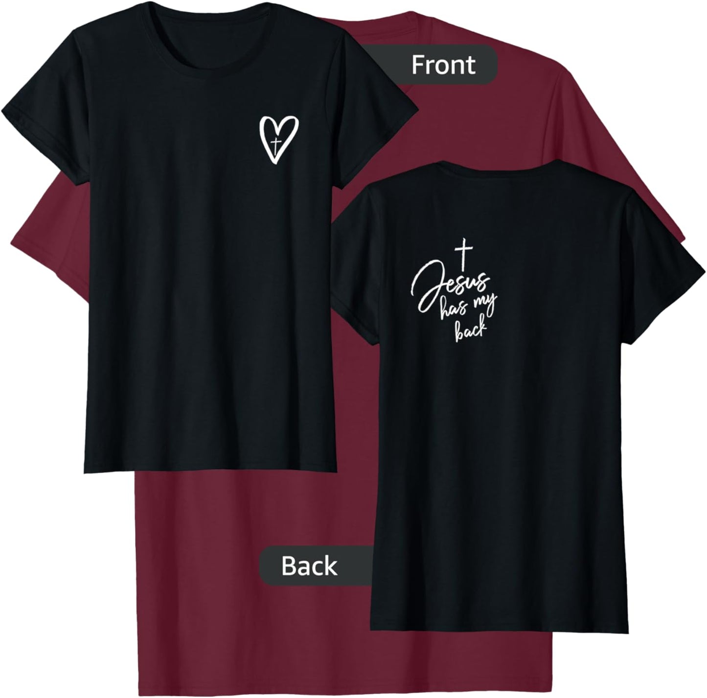 Jesus has my back Christian Mom Jesus Redeemed TWO SIDED T-Shirt - T-Shirt | Maroon