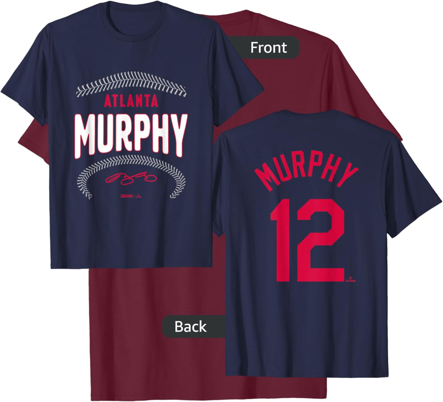Sean Murphy Atlanta Baseball Name & Number (Front & Back) T-Shirt - T-Shirt | Maroon
