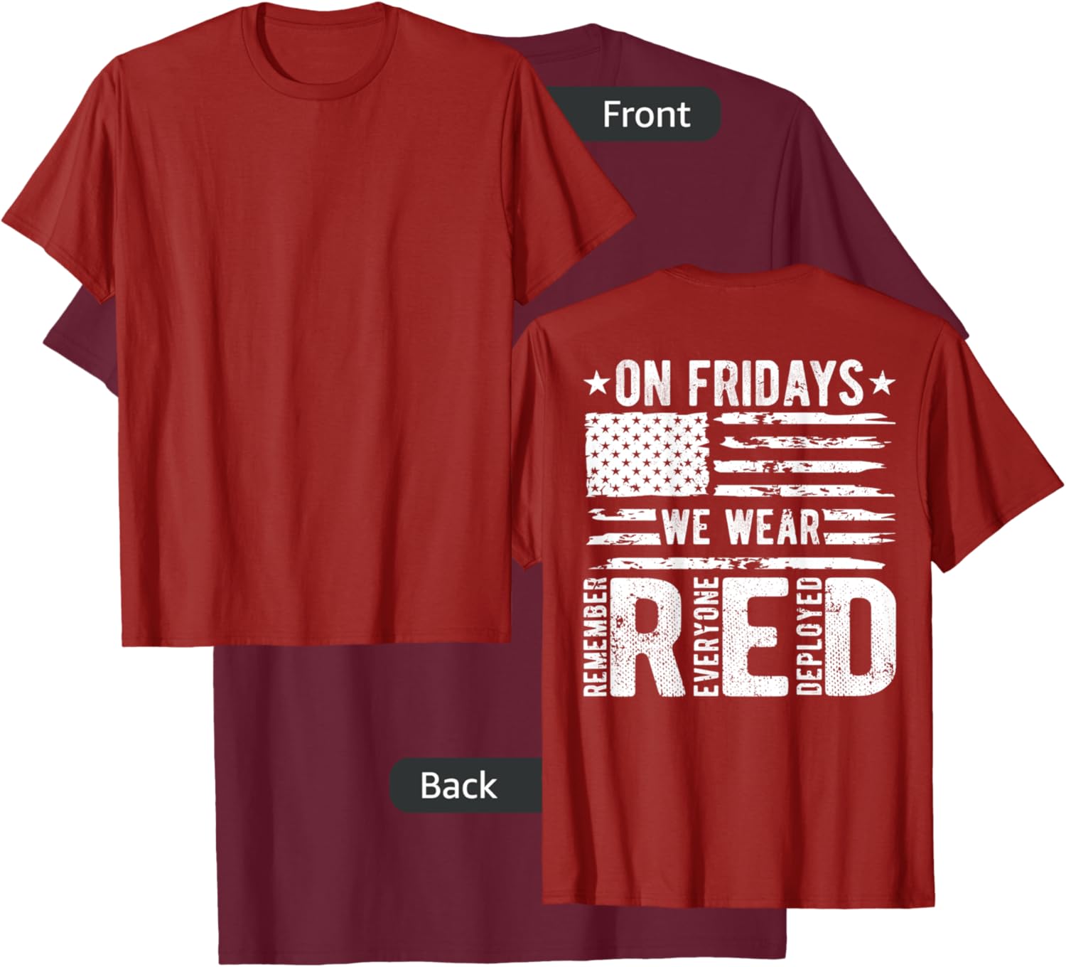 On Fridays We Wear Red Friday American Flag Military Support Men T-Shirt - T-Shirt | Maroon