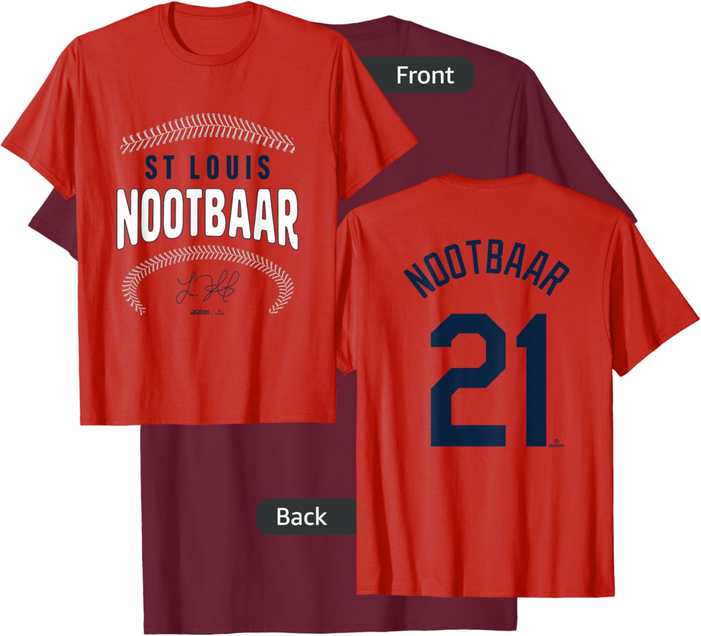 Lars Nootbaar St. Louis Baseball Name & Number (Front&Back) T-Shirt - T-Shirt | Maroon