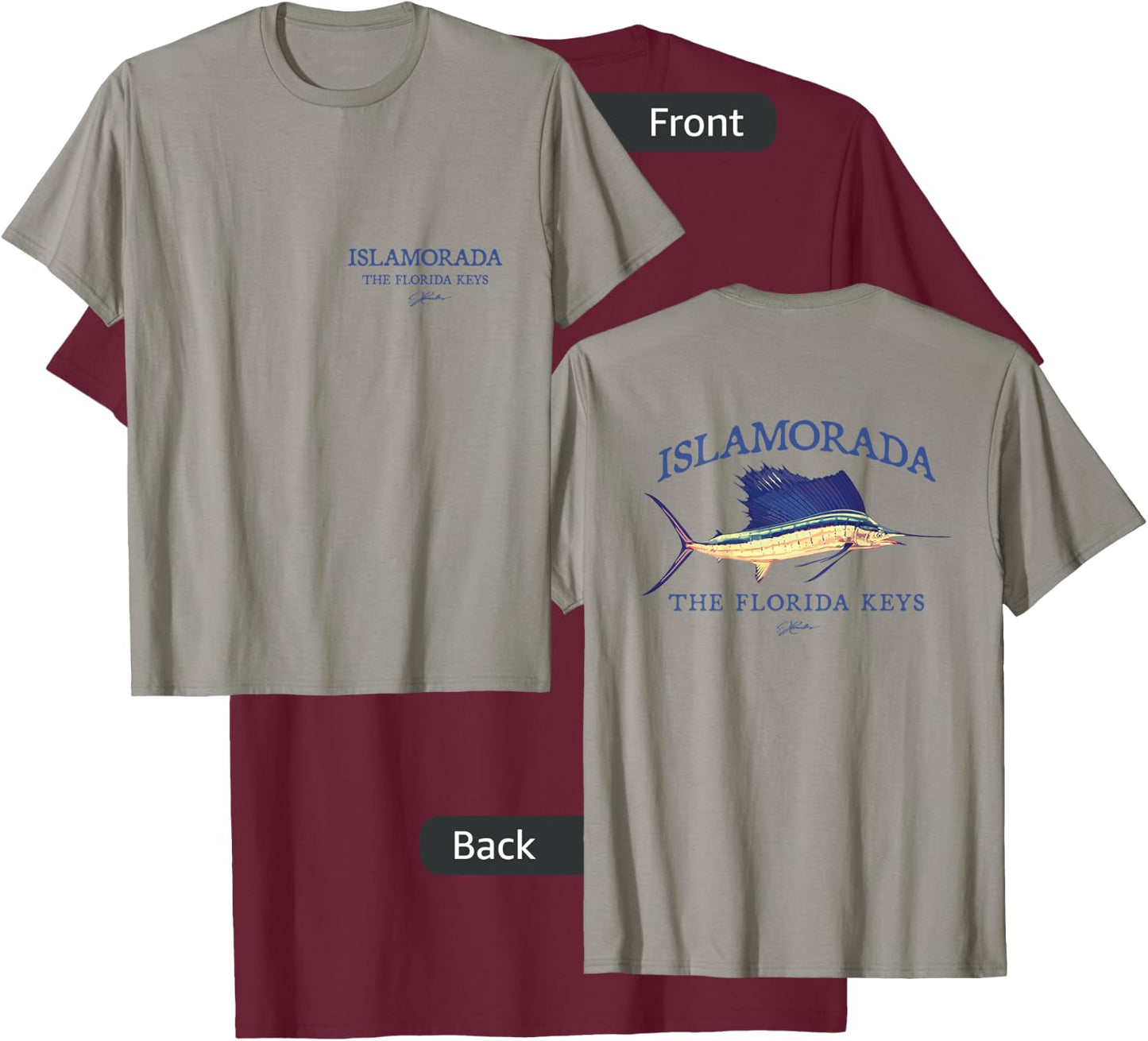JCombs: Islamorada, FL, Sailfish (2-Sided) T-Shirt - T-Shirt | Maroon
