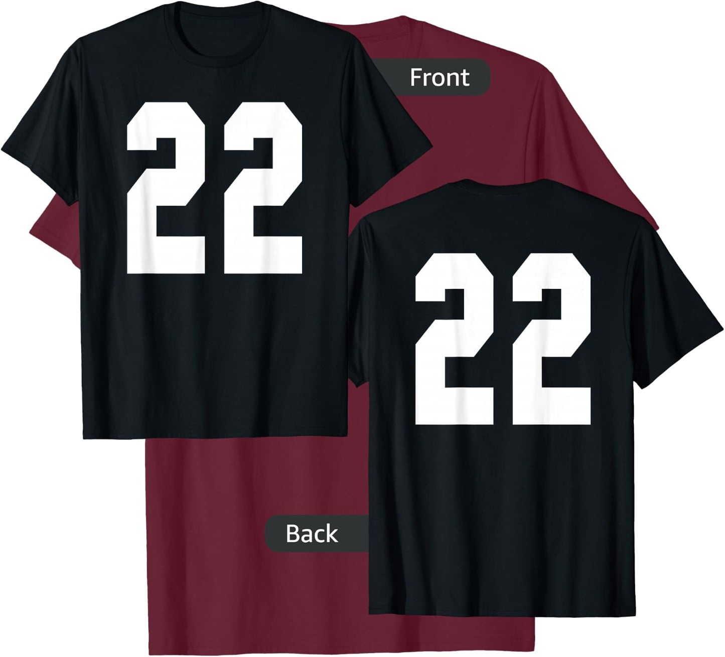 # 22 Team Sports Jersey Front & Back Number Player Fan T-Shirt - T-Shirt | Maroon