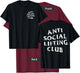Anti Social Lifting Club: Distressed White (Front + Back) T-Shirt - T-Shirt | Maroon