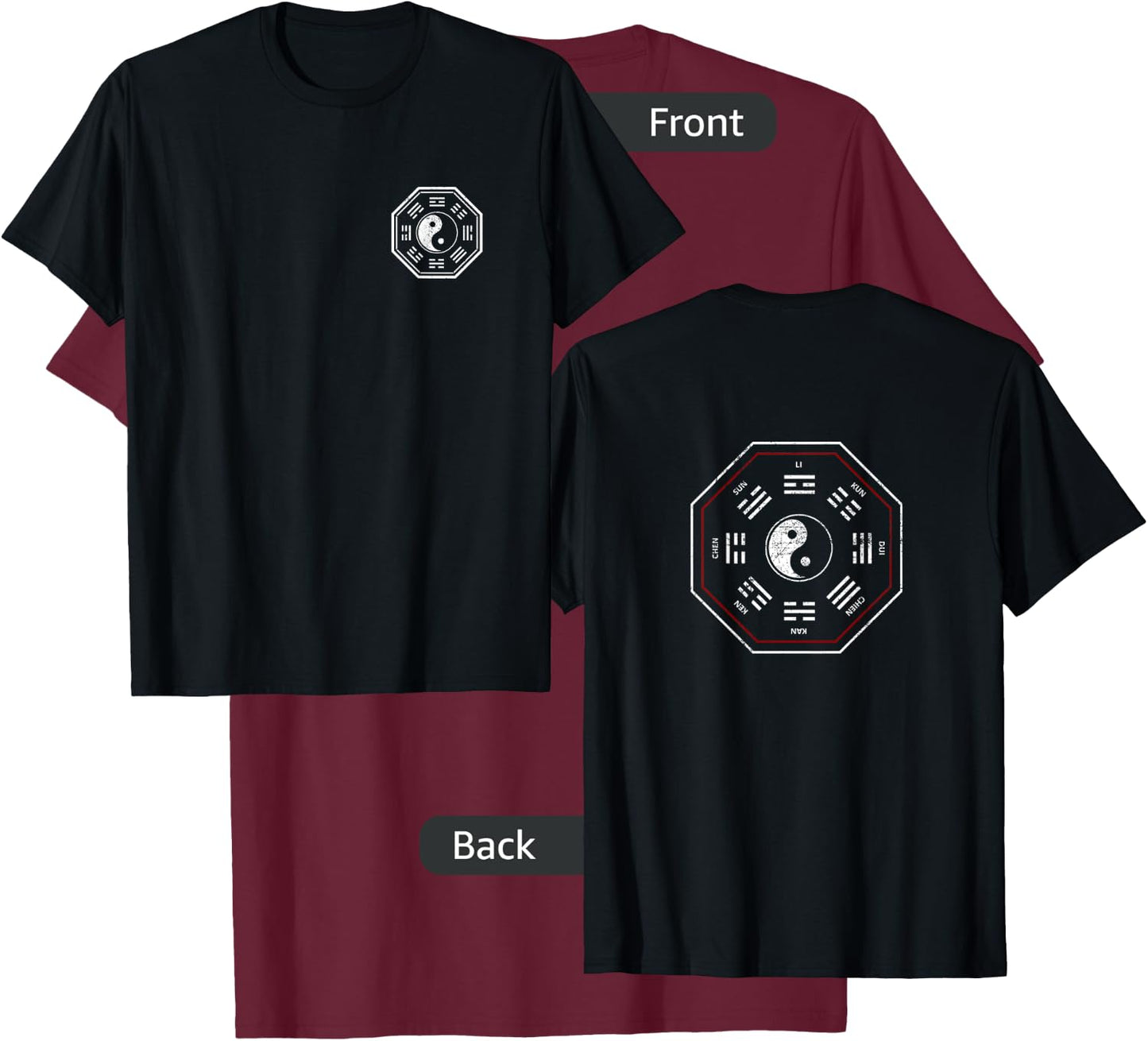 Kan & Li Bagua Yin Yang Tai Chi, Qi Gong, Tibetan Lotus T-Shirt - T-Shirt | Maroon