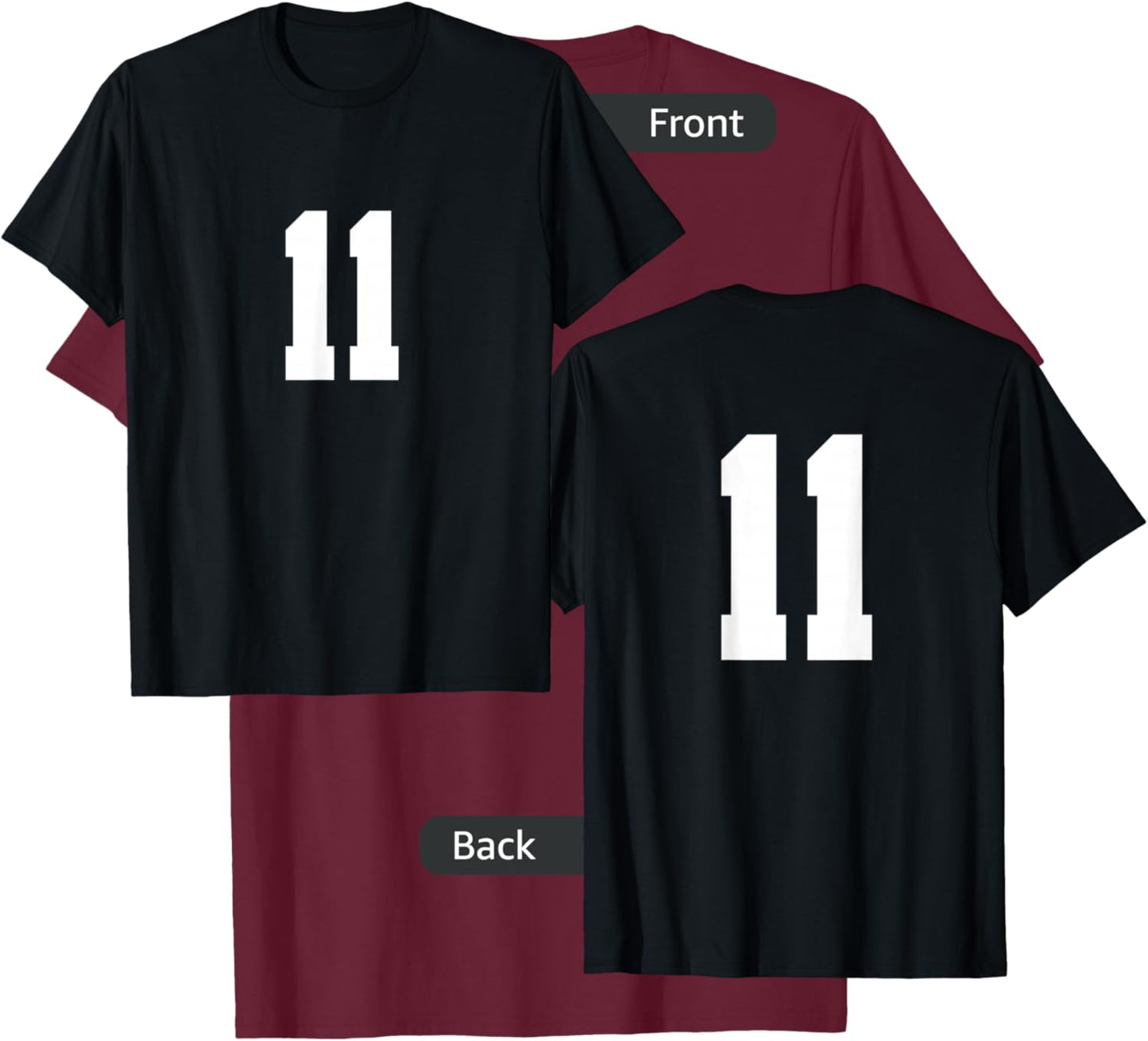 Number 11 (on Front/Back) Sports Team Jersey Number T-Shirt - T-Shirt | Maroon