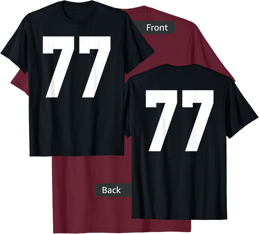 # 77 Team Sports Jersey Front & Back Number Player Fan T-Shirt - T-Shirt | Maroon