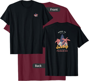 Hang 10 Surfing Club Ride The Waves T-Shirt - T-Shirt | Maroon