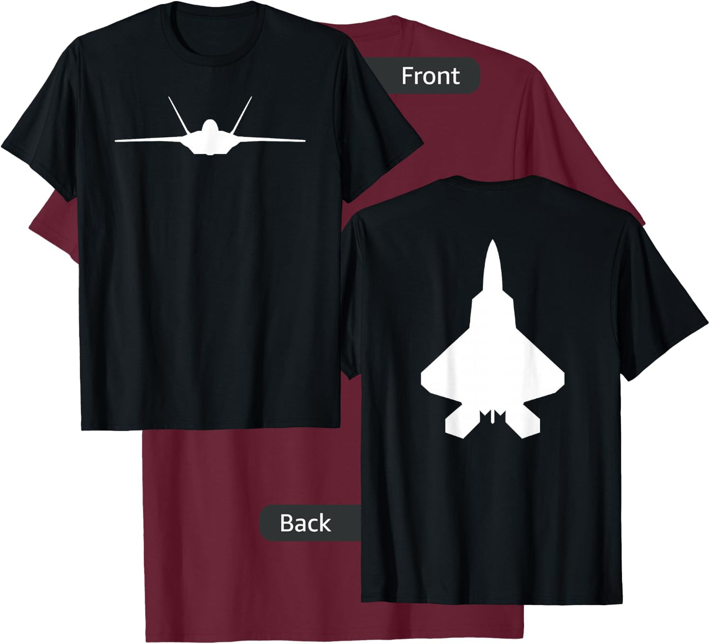 F 22 Raptor Fighter Jet Aircraft Silhouette T-Shirt - T-Shirt | Maroon