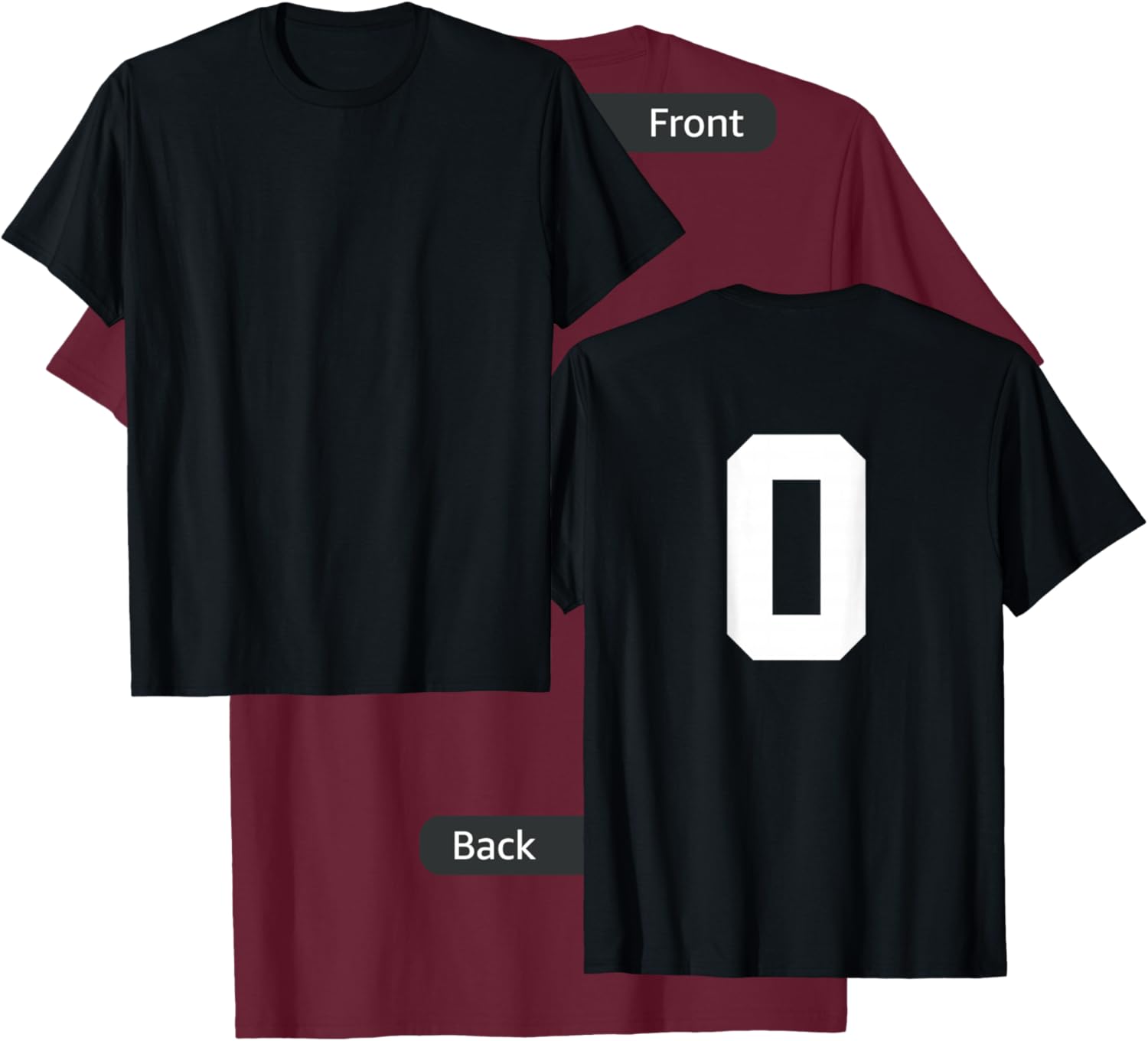Number 0 (on Back) Sports Team Number Jersey T-Shirt - T-Shirt | Maroon