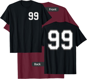 Number 99 in Black, White and Gray T-Shirt - T-Shirt | Maroon