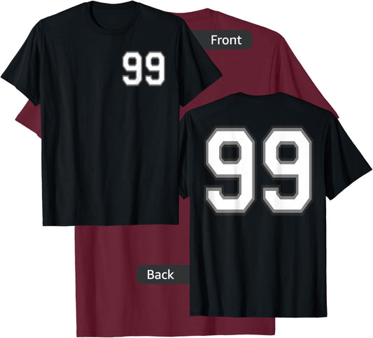 Number 99 in Black, White and Gray T-Shirt - T-Shirt | Maroon