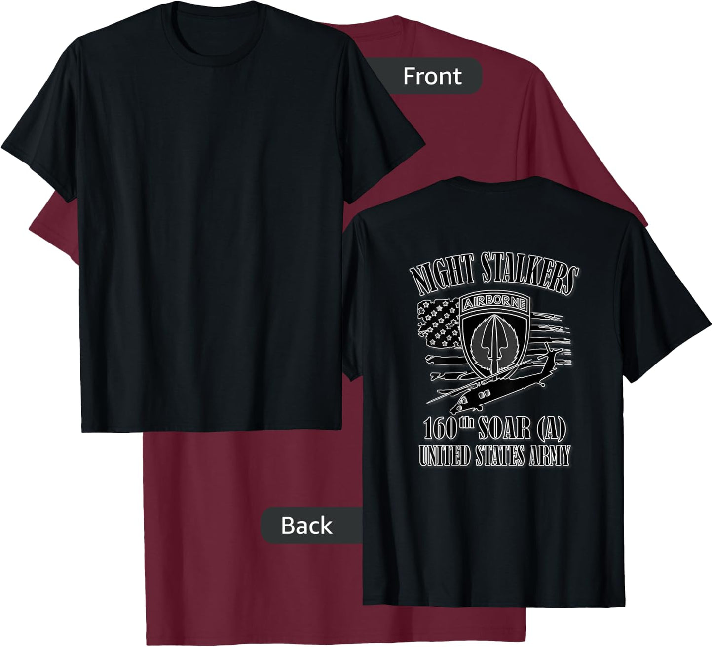 U.S. Army 160th SOAR- Airborne (Back Design) T-Shirt - T-Shirt | Maroon