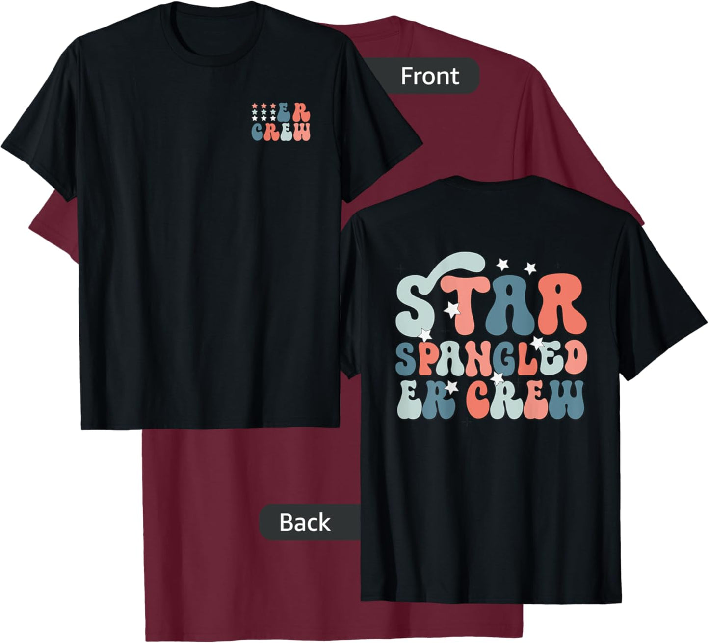 ER Nurse 4th of July Red White Blue ER Ed Crew T-Shirt - T-Shirt | Maroon