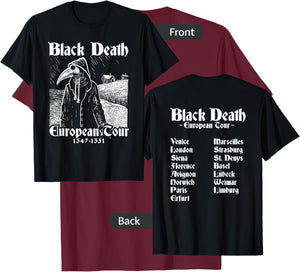 Black Death Bubonic Plague European Tour Goth Plague Doctor T-Shirt - T-Shirt | Maroon