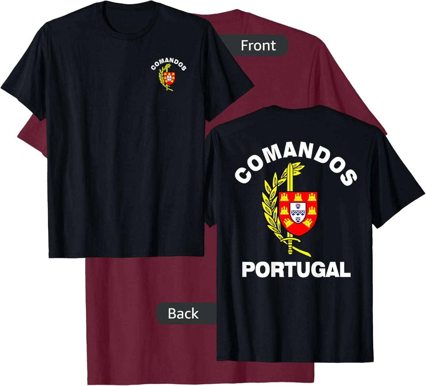 Portuguese Army Special Forces Comandos T-Shirt - T-Shirt | Maroon