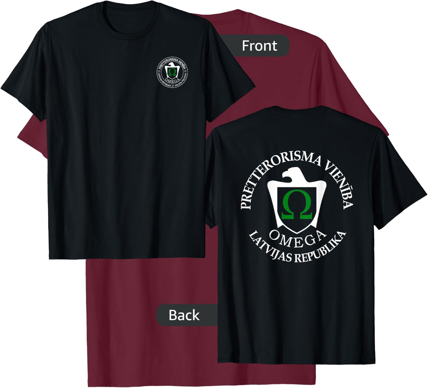 Omega Latvian Police Special Forces Swat T-Shirt - T-Shirt | Maroon