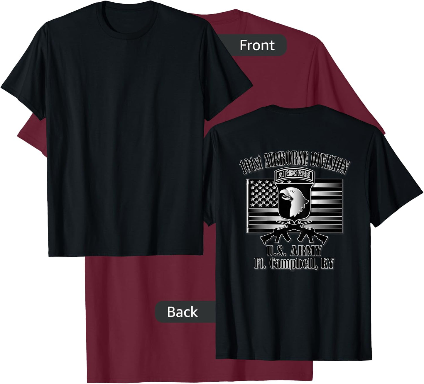 101st Airborne Division (Back Design) T-Shirt - T-Shirt | Maroon