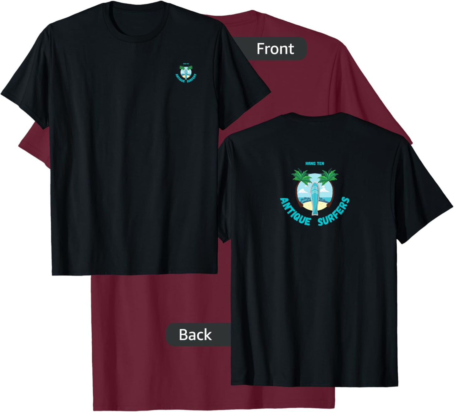 Hang Ten Antique Surfers T-Shirt - T-Shirt | Maroon