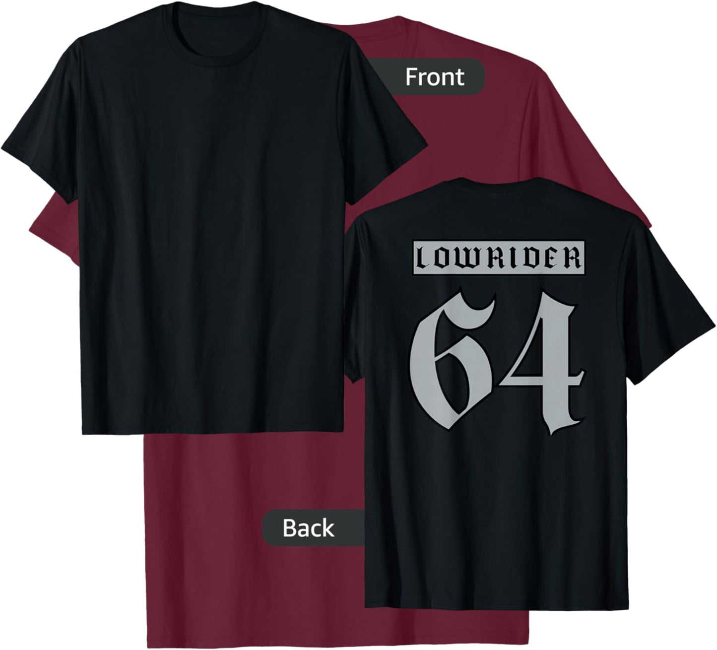 Lowrider 64 Jersey (Back) Classic Low Rider car Chicano Art T-Shirt - T-Shirt | Maroon