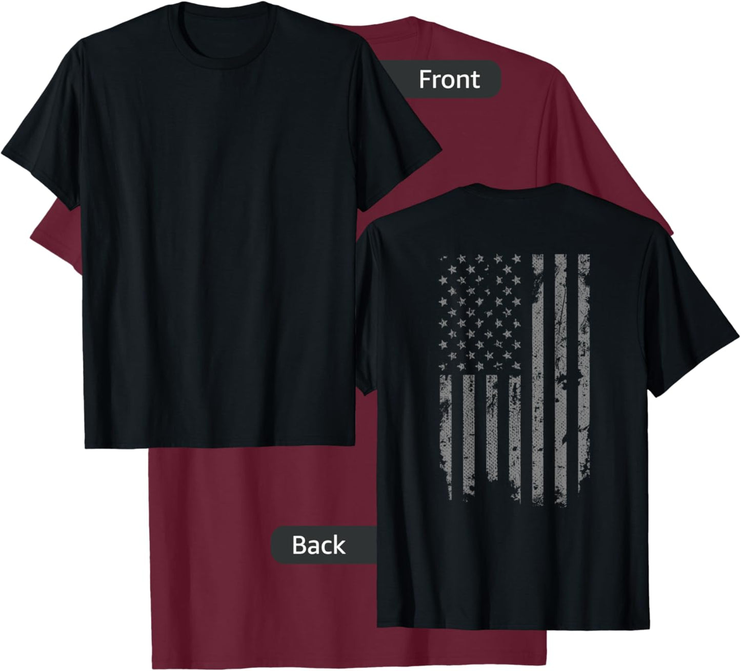 Vintage Distressed American Flag T-Shirt - T-Shirt | Maroon