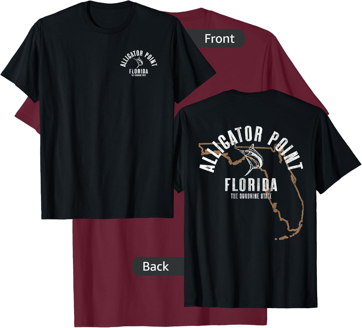 Alligator Point Florida Beach FL Vintage Beach Front & Back T-Shirt - T-Shirt | Maroon