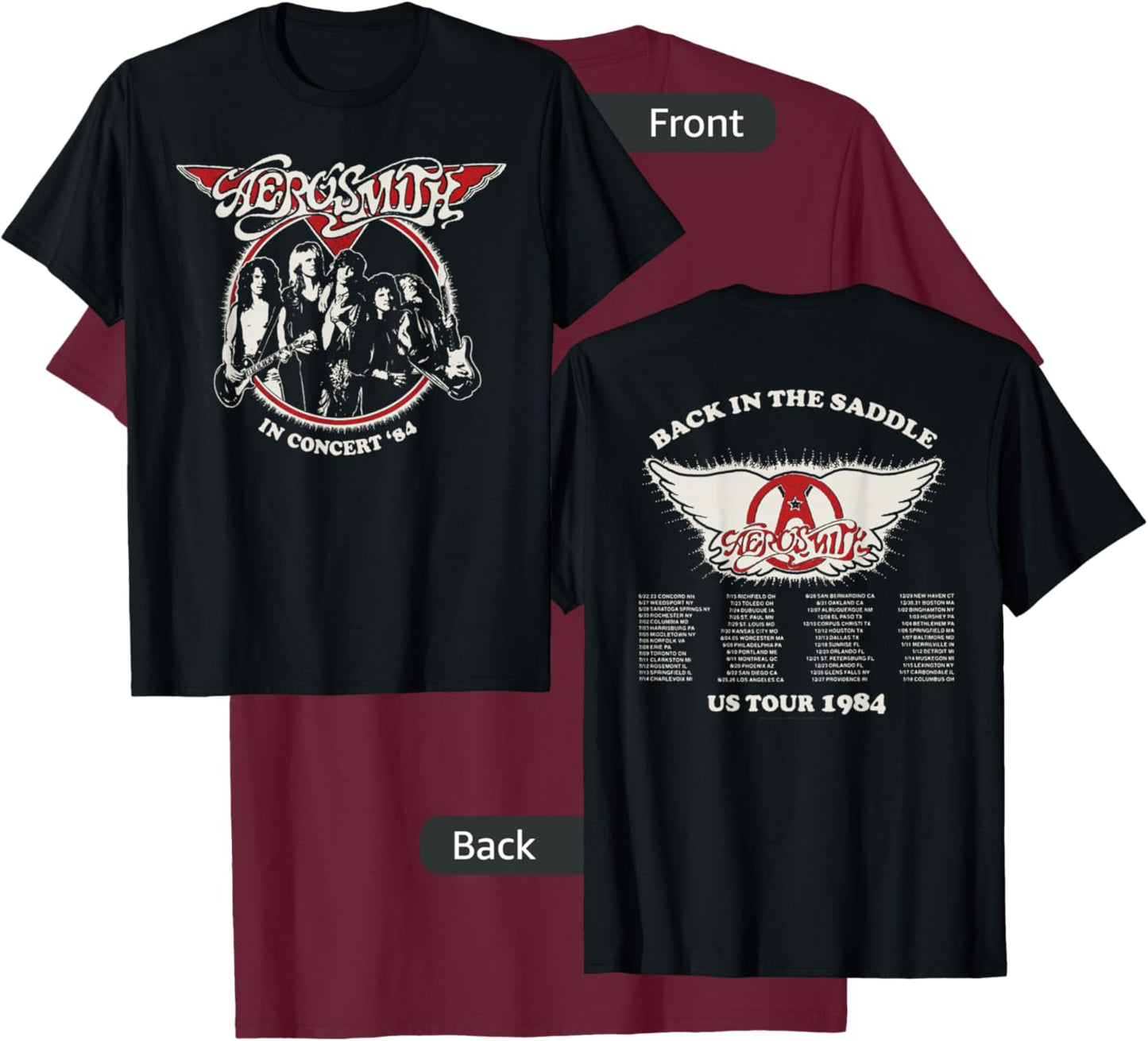 Aerosmith Amazon Exclusive - Back in The Saddle 1984 Tour T-Shirt - T-Shirt | Maroon